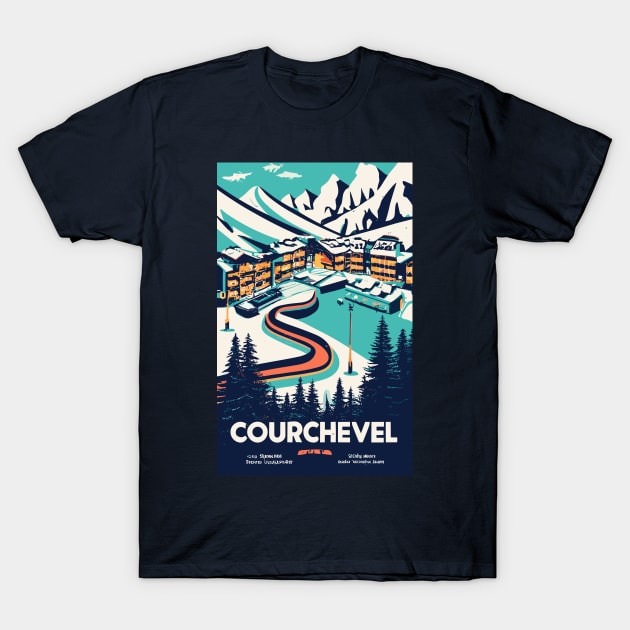 A Vintage Travel Art of Courchevel - France T-Shirt by goodoldvintage